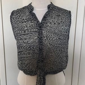 Brandy Melville sheer front tie hi lo buton up top